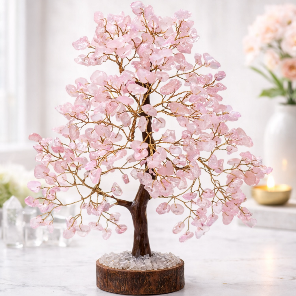Rose Quartz Crystal Tree — Love & Healing