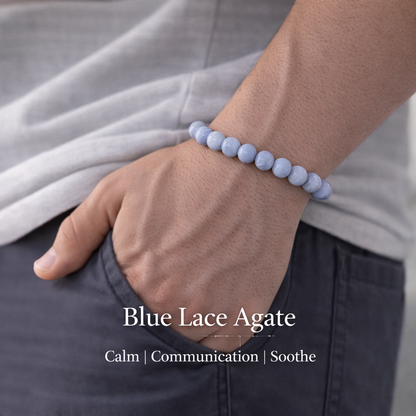 Blue Lace Agate Bracelet — Calm & Communication