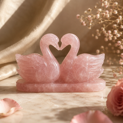 Prem Jodi — Rose Quartz Swan Duo