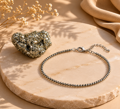 Samridhi Set — Pyrite Anklet & Raw Stone