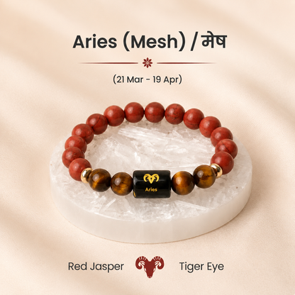 Aries (मेष राशि) Zodiac Red Jasper & Tiger Eye Bracelet