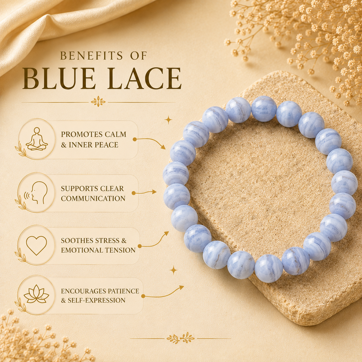 Blue Lace Agate Bracelet — Calm & Communication