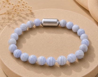 Blue Lace Agate Bracelet — Calm & Communication