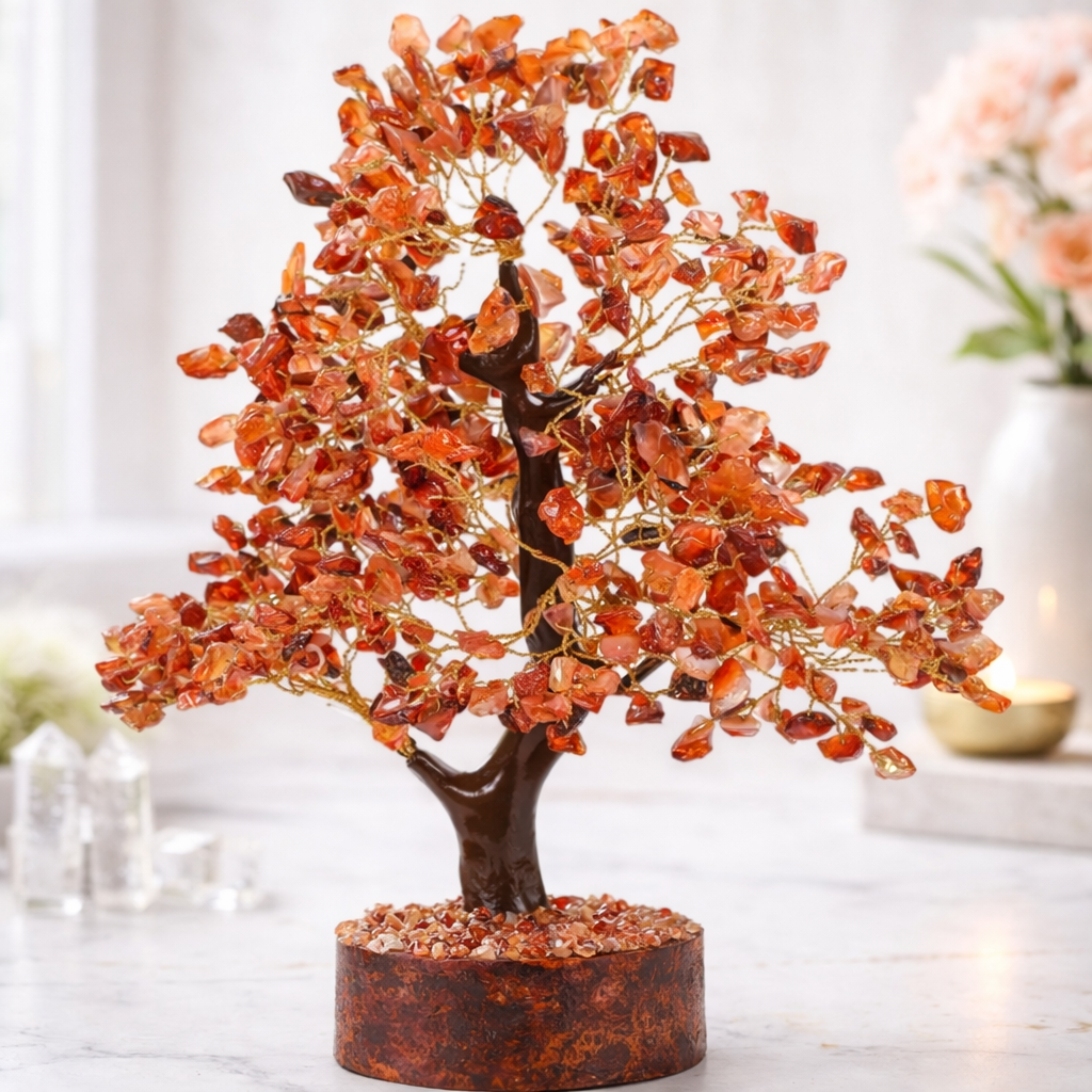Red Carnelian Crystal Tree — Vitality & Confidence
