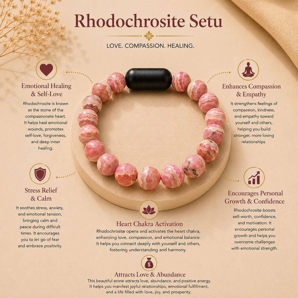Rhodochrosite Bracelet — Compassion & Joy