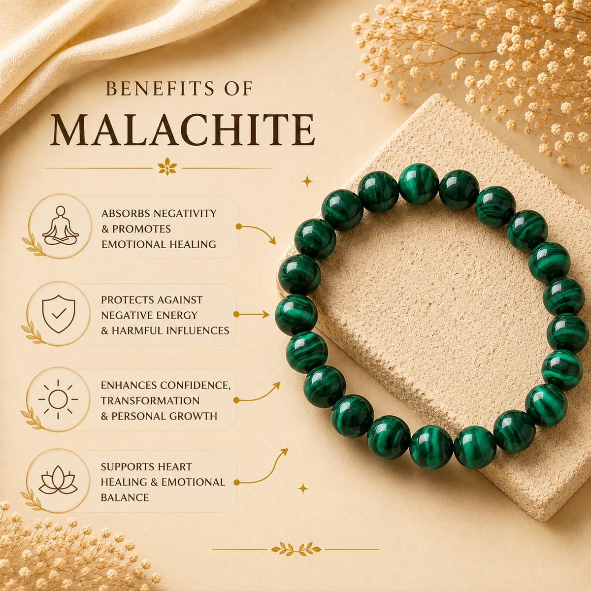 Malachite Bracelet — Transformation & Growth