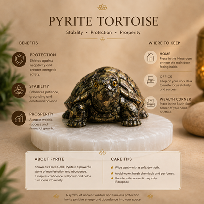 Samriddhi Kavach Set - Pyrite Tortoise & Selenite Plate