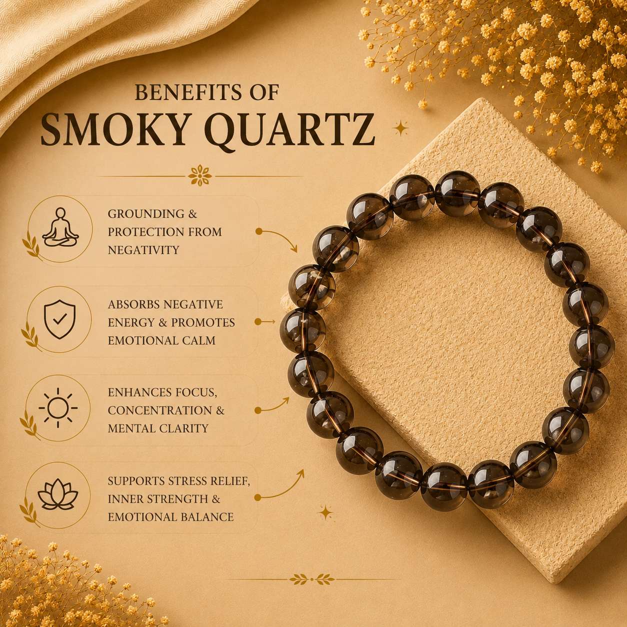 Smoky Quartz Bracelet — Grounding & Calm