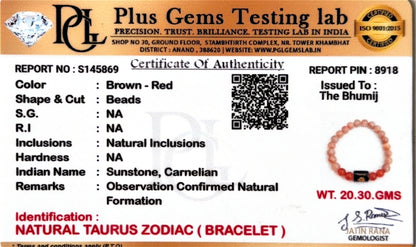 Taurus (वृषभ राशि) Zodiac Sunstone & Carnelian Bracelet