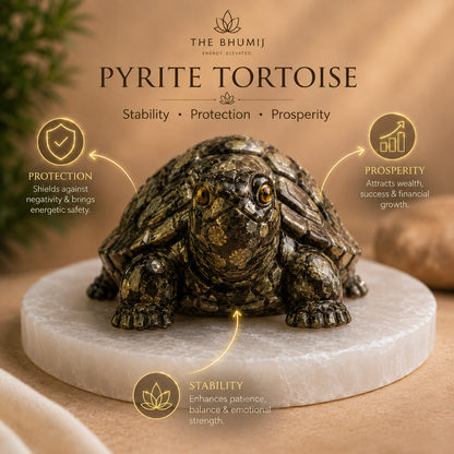 Samriddhi Kavach Set - Pyrite Tortoise & Selenite Plate